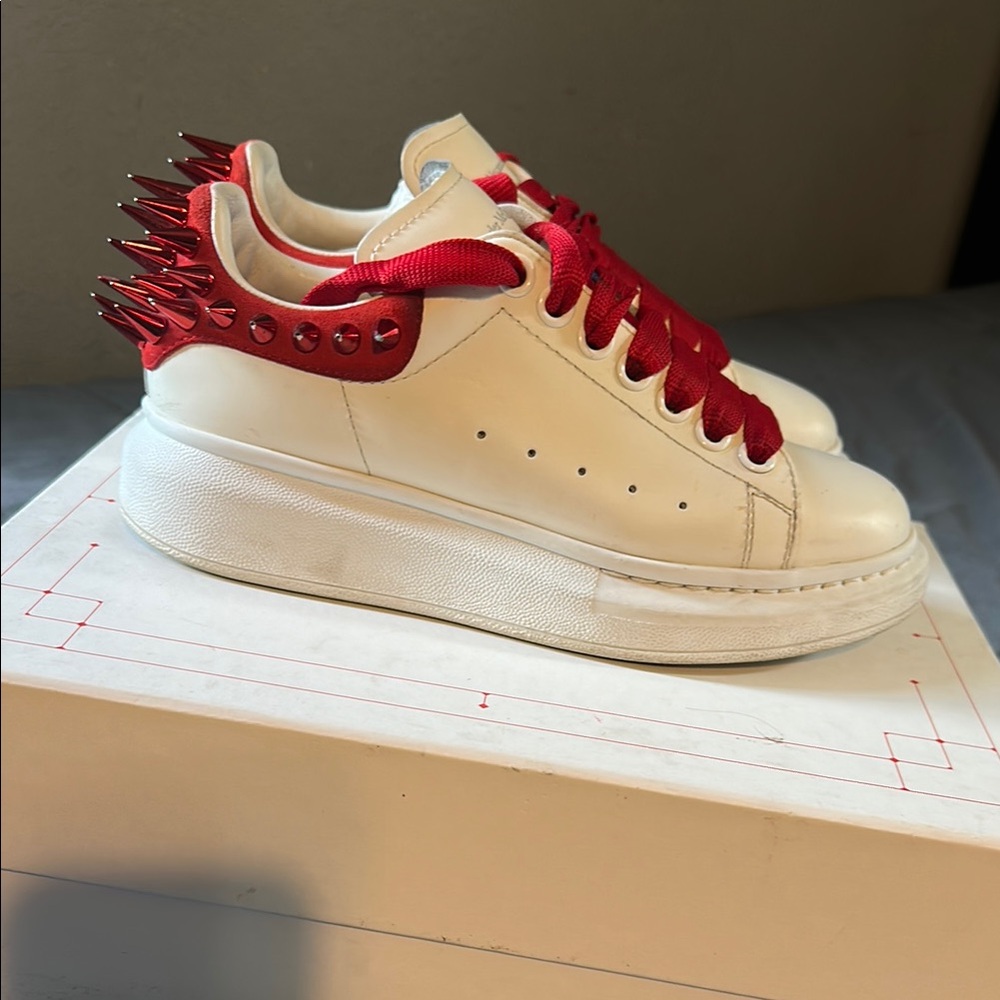 Alexander McQueen White and Red Sneakers